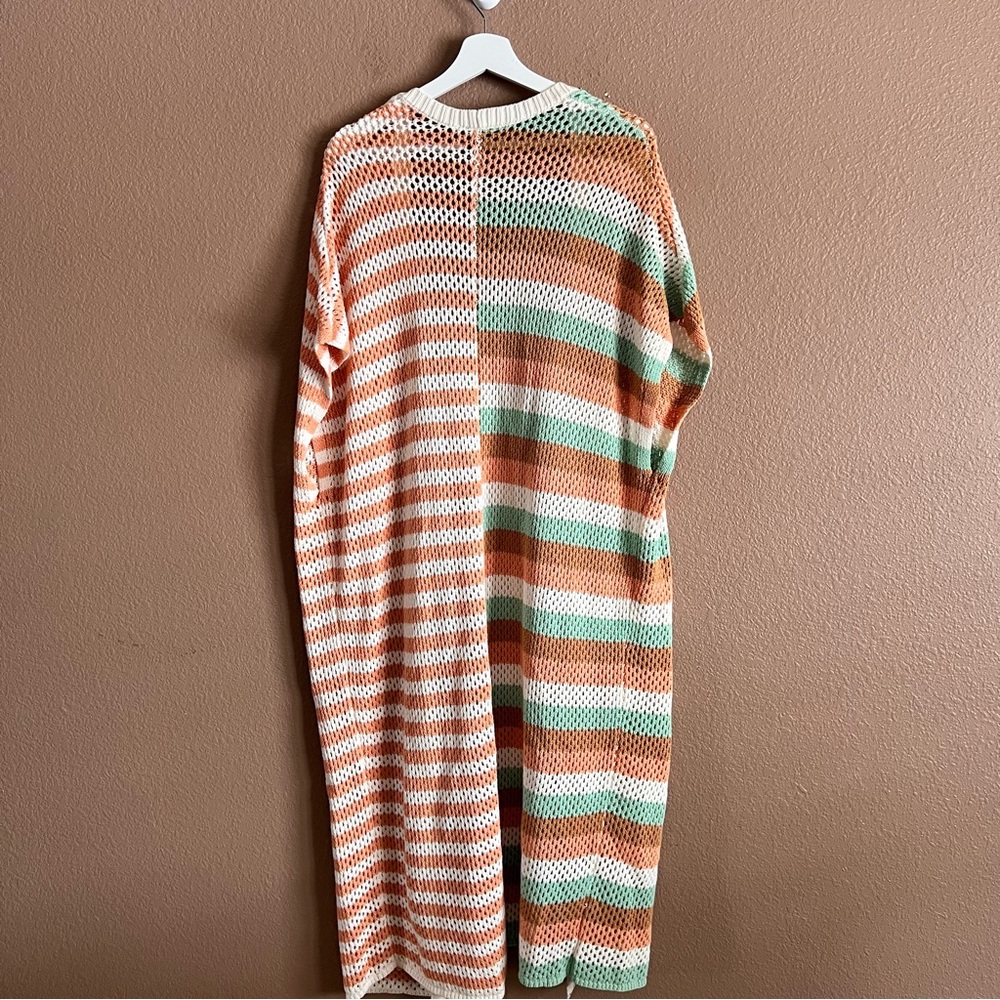 Torrid Striped Knit Duster Open Cardigan Sweater Size 1/2 - Picture 6 of 10